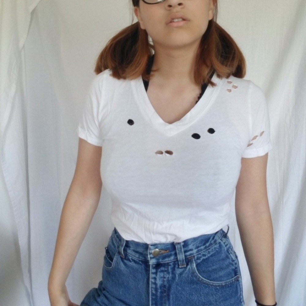 White bodysuit with holes